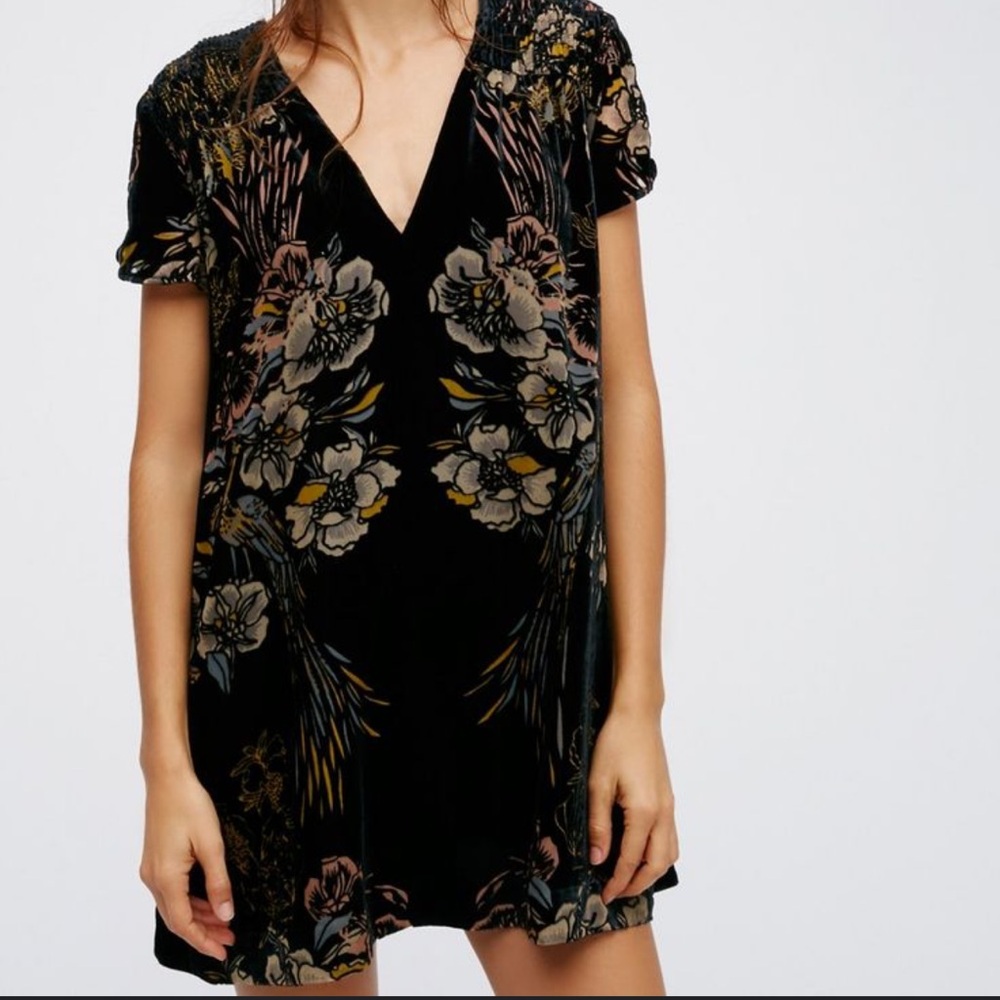 Free people floral Velvet Mini Dress Size SX